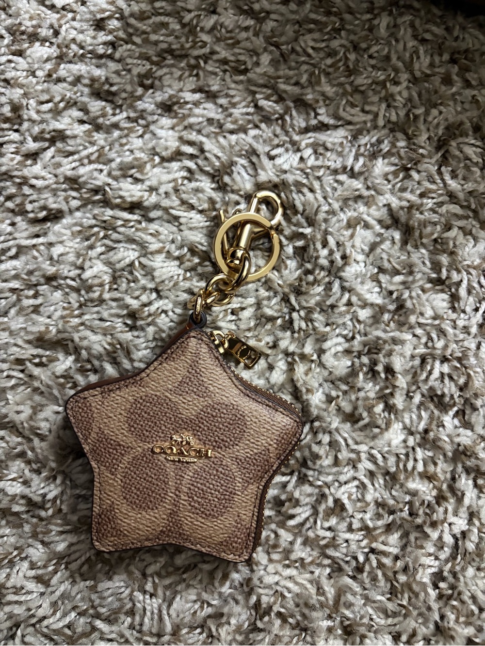 Coach brown star coin keychain holder